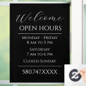 ビジネスへようこそ開館時間の白黒 ウィンドウサイン (ホーム)