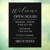 ビジネスへようこそ開館時間の白黒 ウィンドウサイン (シート3)