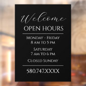 ビジネスへようこそ開館時間の白黒 ウィンドウサイン (シート2)