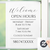 ビジネスへようこそ開館時間の白黒 ウィンドウサイン (ホーム)