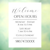 ビジネスへようこそ開館時間の白黒 ウィンドウサイン (シート3)