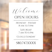 ビジネスへようこそ開館時間の白黒 ウィンドウサイン (シート2)