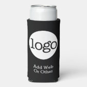 ビジネスまたはオフィスの基本ロゴのプロモーションブラック スリム缶クーラー (Seltzer正面)