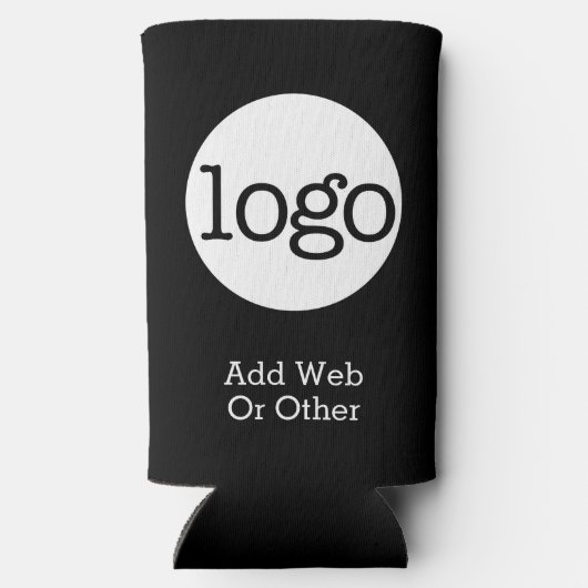ビジネスまたはオフィスの基本ロゴのプロモーションブラック スリム缶クーラー (裏面)
