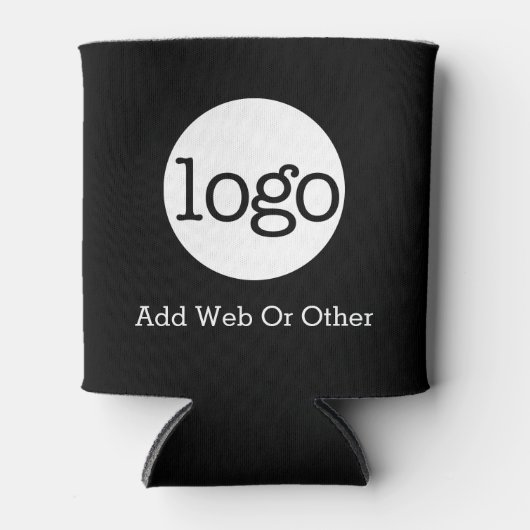 ビジネスまたはオフィスの基本ロゴのプロモーションブラック 缶クーラー (正面)