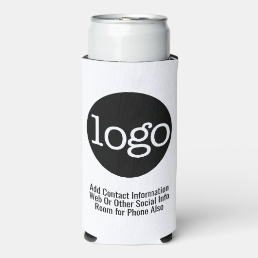 ビジネスまたはオフィスの基本的なロゴのプロモーションホワイト スリム缶クーラー (Seltzer正面)