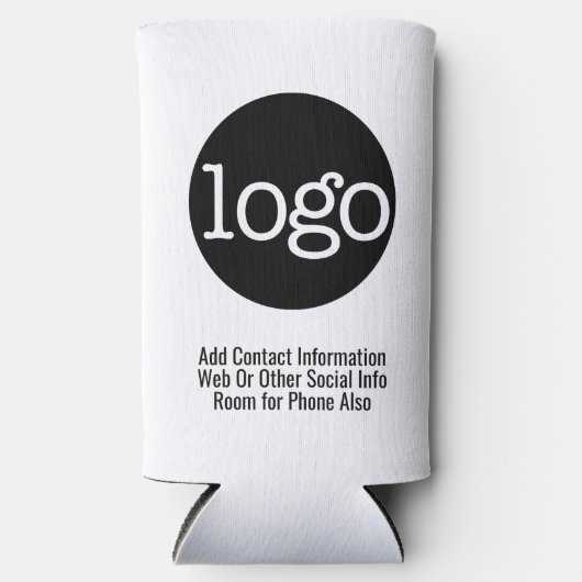 ビジネスまたはオフィスの基本的なロゴのプロモーションホワイト スリム缶クーラー (正面)