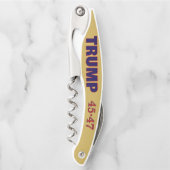 ビジネスまたは名前、トランプ45-47金ゴールド3-in-1ウェイター ソムリエナイフ (正面)