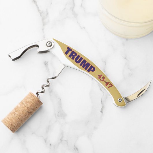 ビジネスまたは名前、トランプ45-47金ゴールド3-in-1ウェイター ソムリエナイフ (正面)