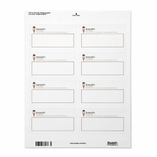 ビジネスアイスクリームショップカスタム ラベル (フルシート)