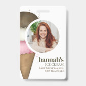 ビジネスアイスクリームQRコード写真テンプレート バッジ (Front)