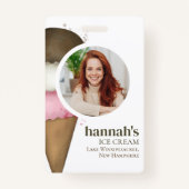 ビジネスアイスクリームQRコード写真テンプレート バッジ (正面)
