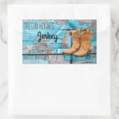 ビジネスアドレススティッカーブルーウッドバーンドアブーツ 長方形シール (バッグ)