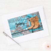 ビジネスアドレススティッカーブルーウッドバーンドアブーツ 長方形シール (封筒)