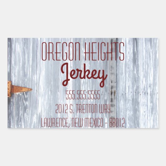ビジネスアドレススティッカーホワイトウォッシュウッドバーンドー 長方形シール (正面)