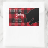 ビジネスアドレスステッカー赤水牛のプレイドベア 長方形シール (バッグ)