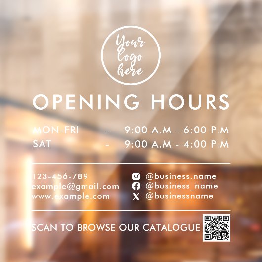 ビジネスアワーズQRコードロゴ連絡先情報ホワイト ウィンドウサイン (シート2)