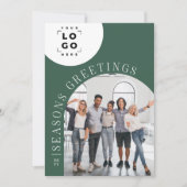 ビジネスアーチフォトグリーンロゴクリスマスホリデー シーズンカード (正面)