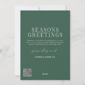 ビジネスアーチフォトグリーンロゴクリスマスホリデー シーズンカード (裏面)