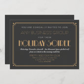 ビジネスアールデコソーリーホリデーパーティー招待状 招待状 (正面/裏面)