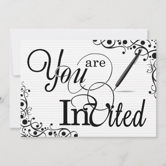 ビジネスイベントまたはクラシックパーティー白黒 招待状 (正面)