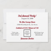 ビジネスイベントまたはクラシックパーティー白黒 招待状 (裏面)