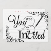 ビジネスイベントまたはクラシックパーティー白黒 招待状 (正面/裏面)