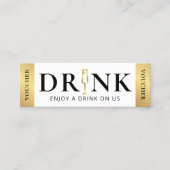 ビジネスイベントエレガント金ゴールドロゴドリンク伝票 スキニー名刺 (正面)