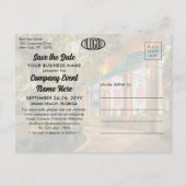 ビジネスイベント会社のロゴと写真日付を保存 案内ポストカード (裏面)