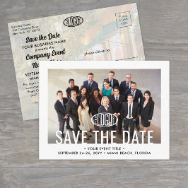 ビジネスイベント会社のロゴと写真日付を保存 案内ポストカード
