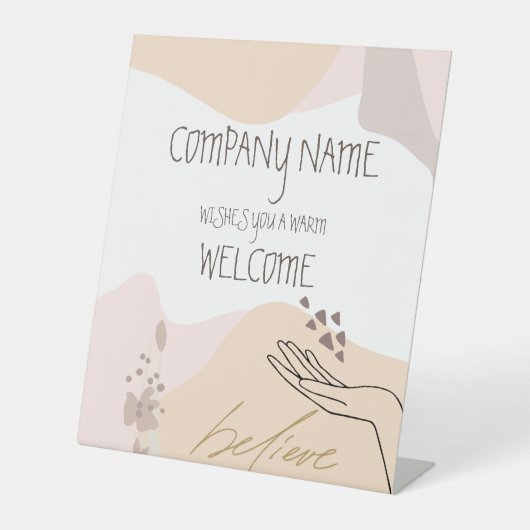 ビジネスイベント図形モダンへようこそフェミニン 台座サイン (正面)