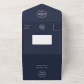 ビジネスイベント |ネイビーブルーモダンプロフェッショナル オールインワン招待状 (外側)