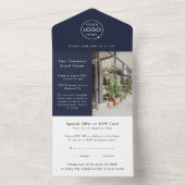 ビジネスイベント |ネイビーブルーモダンプロフェッショナル オールインワン招待状 (内側)