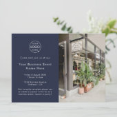 ビジネスイベント |ネイビーブルーモダンプロフェッショナル 招待状 (スタンド正面)