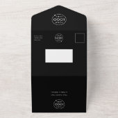 ビジネスイベント |ブラックモダンミニマル写真 オールインワン招待状 (外側)