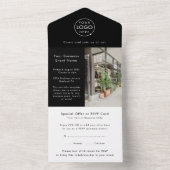 ビジネスイベント |ブラックモダンミニマル写真 オールインワン招待状 (内側)