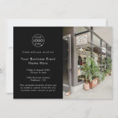 ビジネスイベント |ブラックモダンミニマル写真 招待状 (正面)