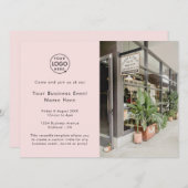 ビジネスイベント |赤面ピンクモダンのシンプル写真 招待状 (正面/裏面)