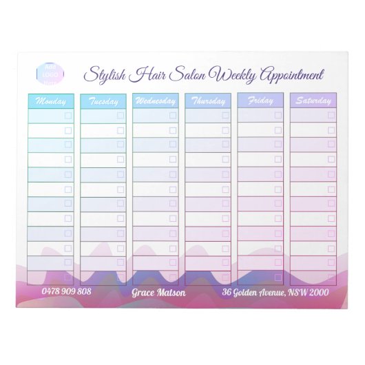 ビジネスウィークリーアポイントメントレインボーウェーブズメモ帳 ノートパッド (正面)