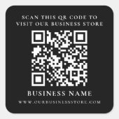 ビジネスウェブサイトQrコードシンプルブラックシミニマルック スクエアシール (正面)