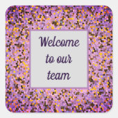 ビジネスウェルカムブライトパープルモザイク新入社員 スクエアシール (正面)