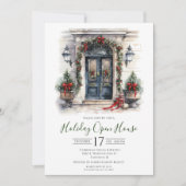 ビジネスウォーターカラーフロントドアホリデーオープンハウス 招待状 (正面)