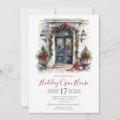 ビジネスウォーターカラーフロントドアホリデーオープンハウス 招待状 (正面)