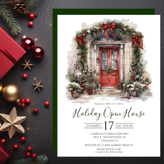 ビジネスウォーターカラーフロントドアホリデーオープンハウス 招待状