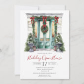 ビジネスウォーターカラーフロントドアホリデーオープンハウス 招待状 (正面)