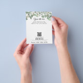 ビジネスウォーターカラーユーカリ緑QRコード チラシ (手)