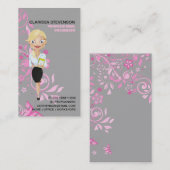 ビジネスウーマンキャラクターロゴピンクフローラ 名刺 (正面/裏面)