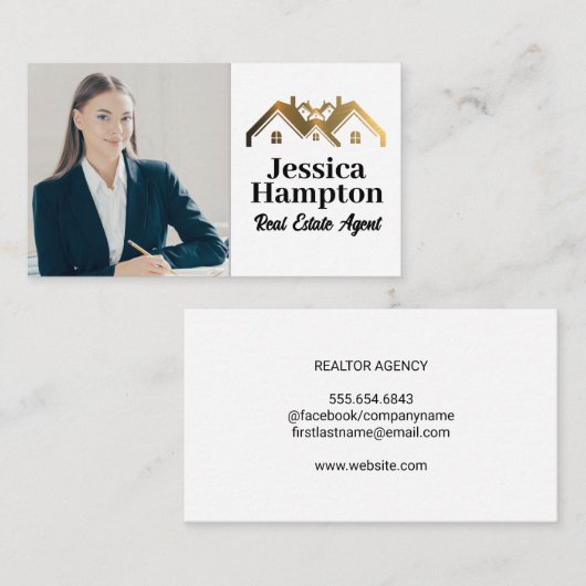 ビジネスウーマン座 |エステート実在ロゴ 名刺 (正面/裏面)