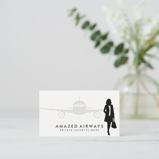 ビジネスウーマン旅行 | 飛行機 名刺 (スタンド正面)
