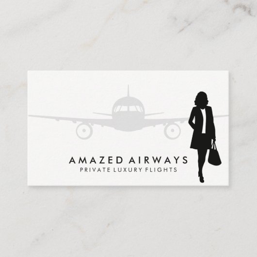 ビジネスウーマン旅行 | 飛行機 名刺 (正面)